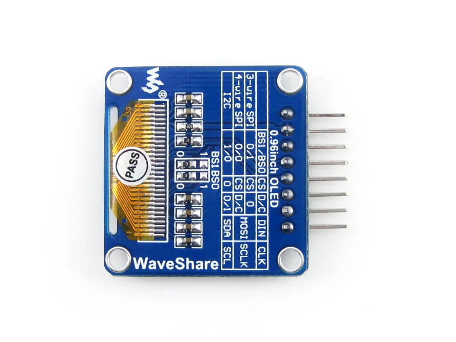 Waveshare 0,96 polegadas OLED (A) SPI I2C Interface Pinheader horizontal angular para Raspberry Pi Jetson Nano