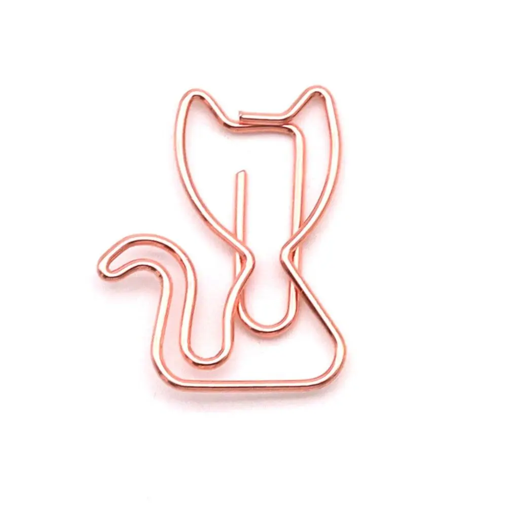

10pcs School Binding Supplies Cat Shaped Paper Clips Cartoon Creative Bookmark Holder Metal Cute Metal Paperclip School