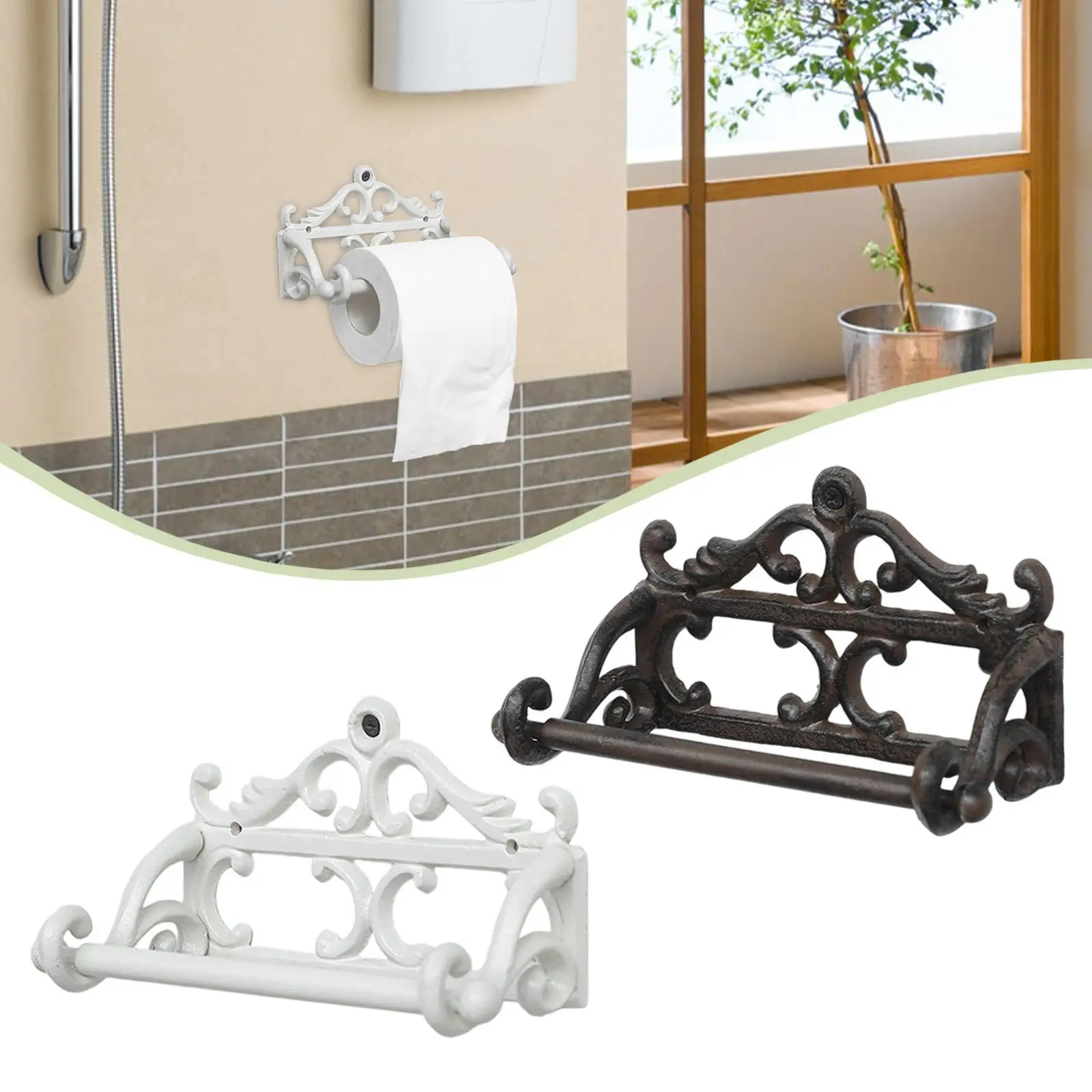 Toilet Paper Holder Towel Rack Vintage Easy Installation Retro Roll Dispenser Toilet Roll Organizer for Washroom Home Decor