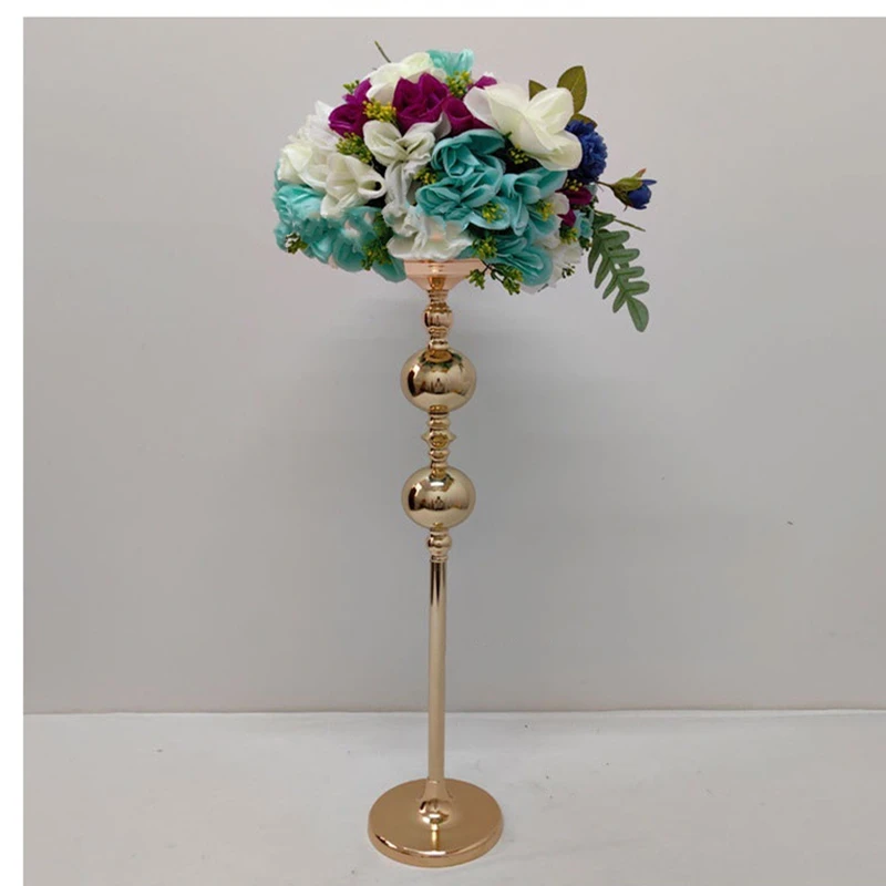 IMUWEN 10PCS Gold Vase 29 Inches Flowers Stand Wedding Table Centerpiece Event Delicate Flower Road Lead  For Home Decoration