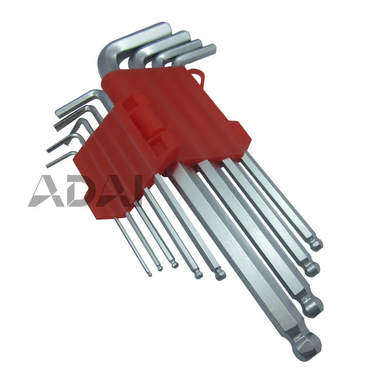 

Набор шестигранных ключей с шаровым наконечником высокой твердости, 9 предметов, включая короткие, средние и длинные шестигранные ключи, инструмент для обслуживания