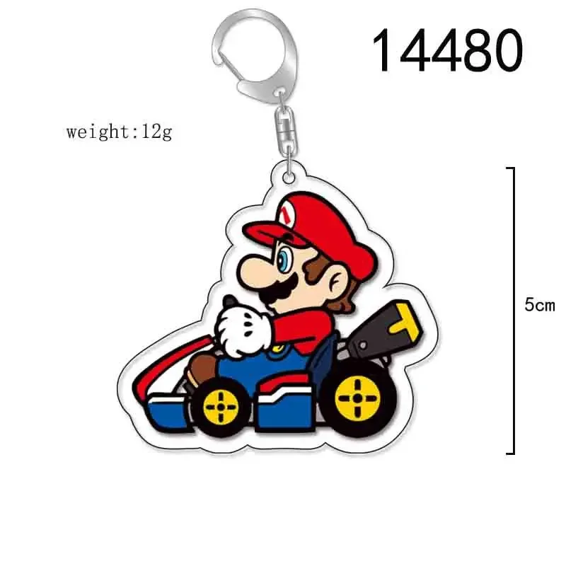 Super Mario Acrylic 2D Keychain Kawaii Cute Pendant Dolls Mario Luigi Bowser Peach Princess Key Ring Boyfriend’s Kid X-mas Gift