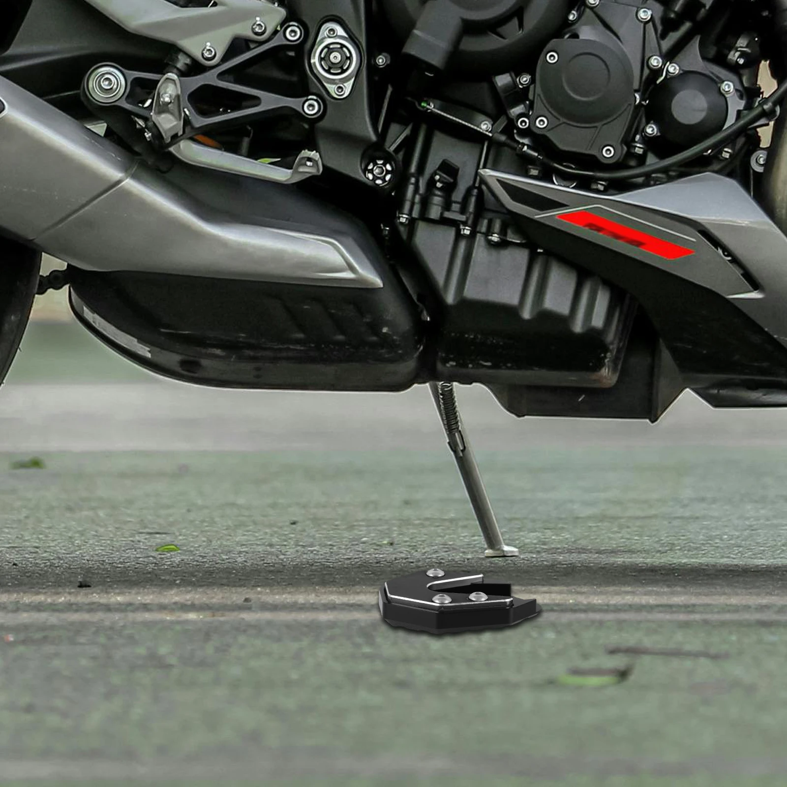 

Universal Anti-Slip Motorcycle Kickstand Pad Extension Plate Support Base Metal Side Stand Mats Compatible Long Life Easy
