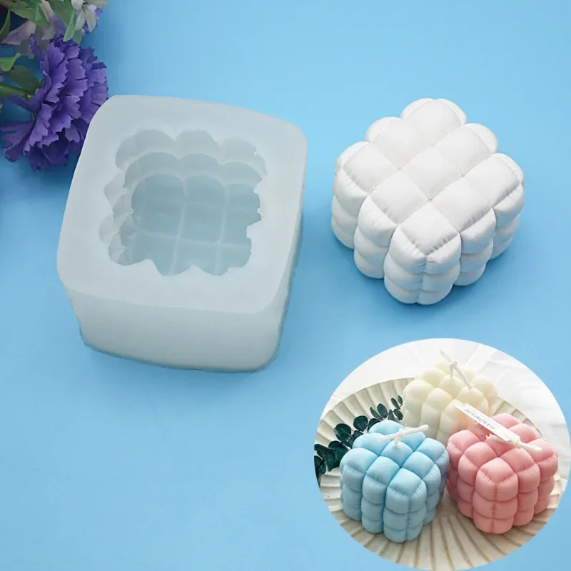 New Square Soft Bag Sofa Rubik's Cube Aromatherapy Candle Silicone Mold DIY Plaster Candle Mold Candle Making Supplies