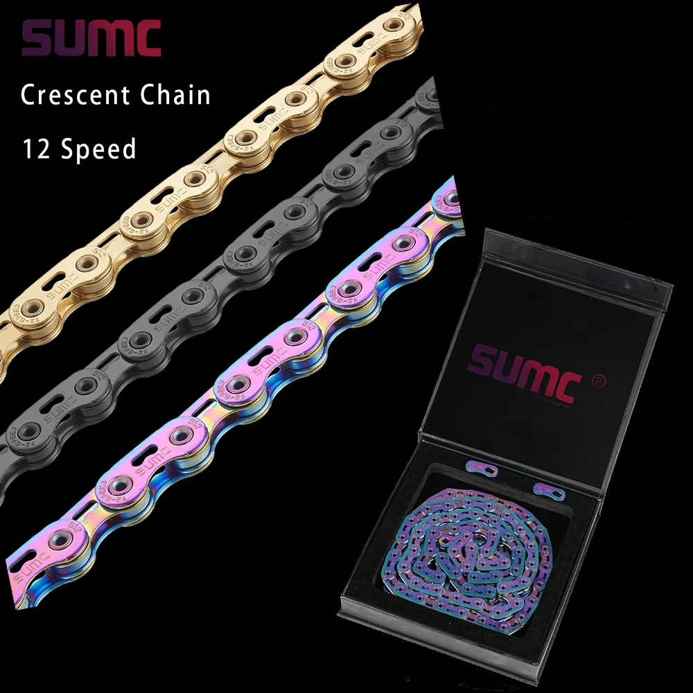 

SUMC Bicycles 12-Speed Hollow Crescent Premium Bike Chain for SRAM System Road And Mountain Bikes 126 Links Cycling Chain Parts