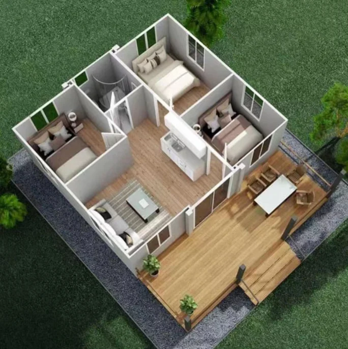 Contenedor doméstico pequeño prefabricado, casa de madera móvil Modular, casa prefabricada expandible para aplicaciones de villas de hoteles