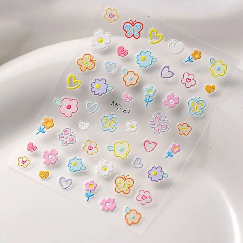 Mode bloemen nagelsticker 5D reliëf graffiti nagelsticker bloem konijn DIY nagelkunst