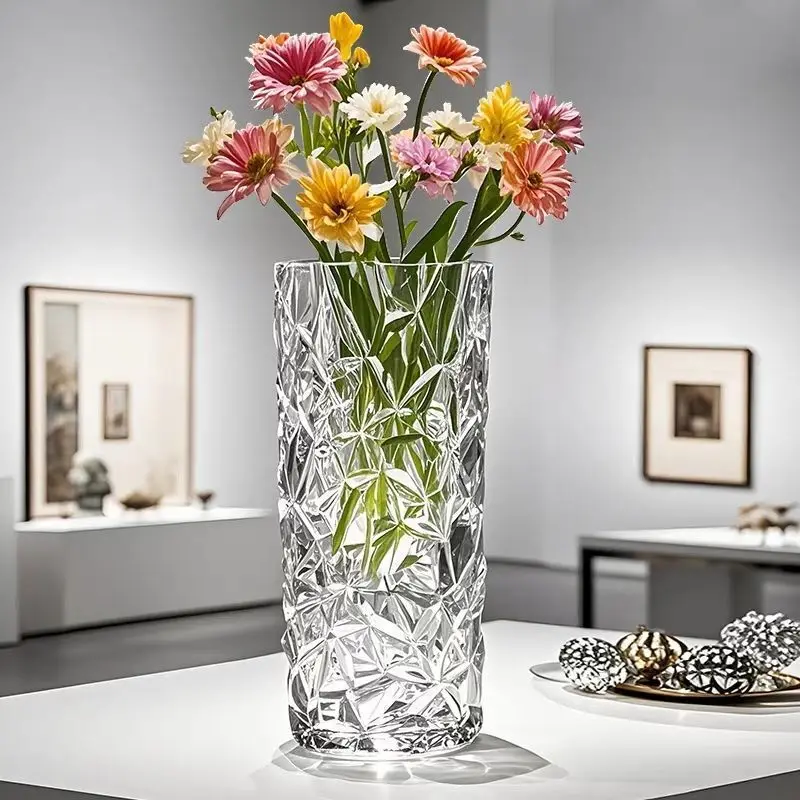Crystal-Like Acrylic Vase- Elegant Home Decor Vase for Fresh Flower Arrangements & Modern Interior Styling