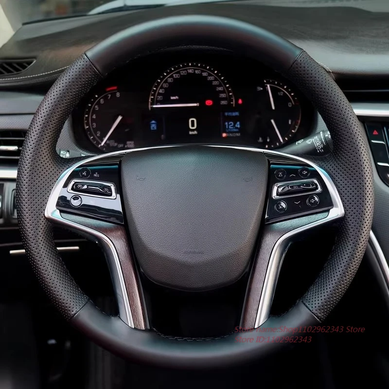 

Сшитый вручную нескользящий прочный кожаный чехол на руль из наппа для Cadillac XTS SRX CTS аксессуары для салона автомобиля