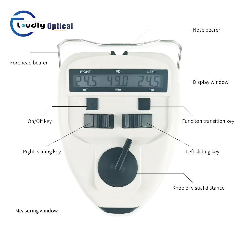 Optical Instrument PD Meter Pupilo Digital Pupilometer LED Target Lamp Inside Distance Meter 0.1mm Accuracy PD-32AT