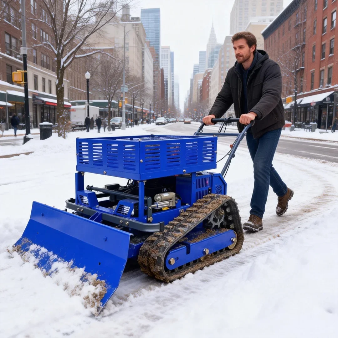 

Многофункциональная высококачественная газонокосилка с функцией снегоуборщика и багажником для хранения – модель с беспроводным дистанционным управлением
