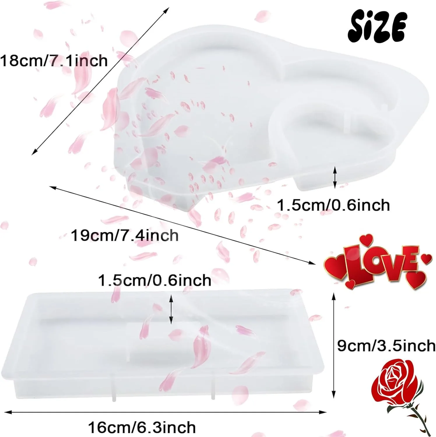 Heart Photo Frame Resin Molds Epoxy Resin Picture Frame Mold Handmade Silicone Mold Resin Casting Molds for DIY Valentine's Day