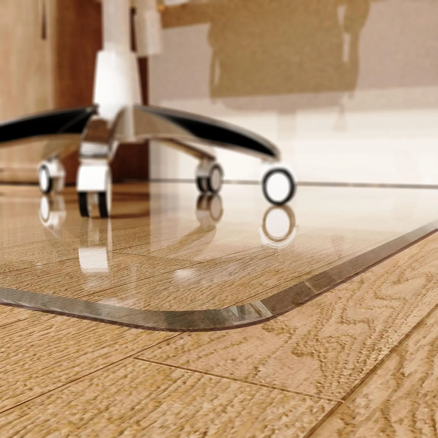 

Прозрачный коврик для офисного кресла 36x48 дюймов с скошенным краем для ковровых или деревянных полов, сверхпрочный, нескользящий