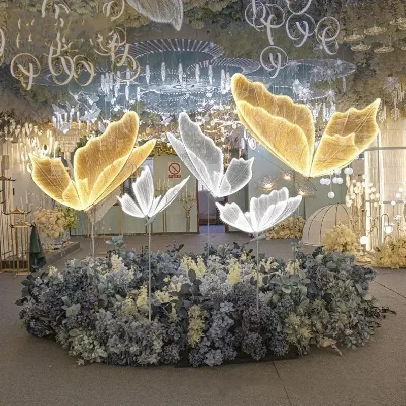 

Wedding Decor Light Butterflies LED Blue Lace Lamp Romantic Creative Butterfly Lamps Road Load Walkway on Party Stage Lights.
