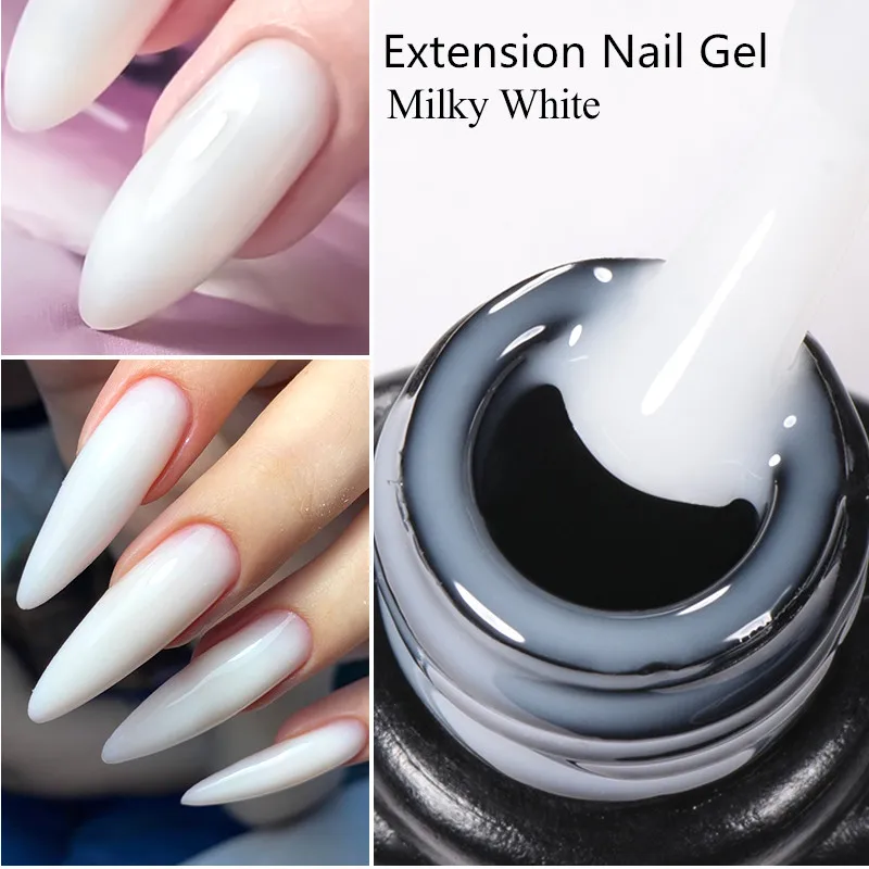 Esmalte de uñas de Gel de extensión rápida, color blanco lechoso, construcción desnuda, Gel duro, extensión acrílica semipermanente, barniz artístico para uñas, 7ml