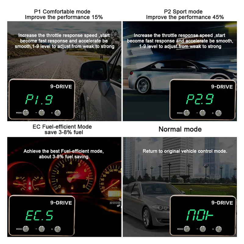 

Electronic Throttle Controller 9 MODE Pedal Accelerator Fuel-Efficient For Jeep Wrangler JK Dodge Challenger RAM 1500