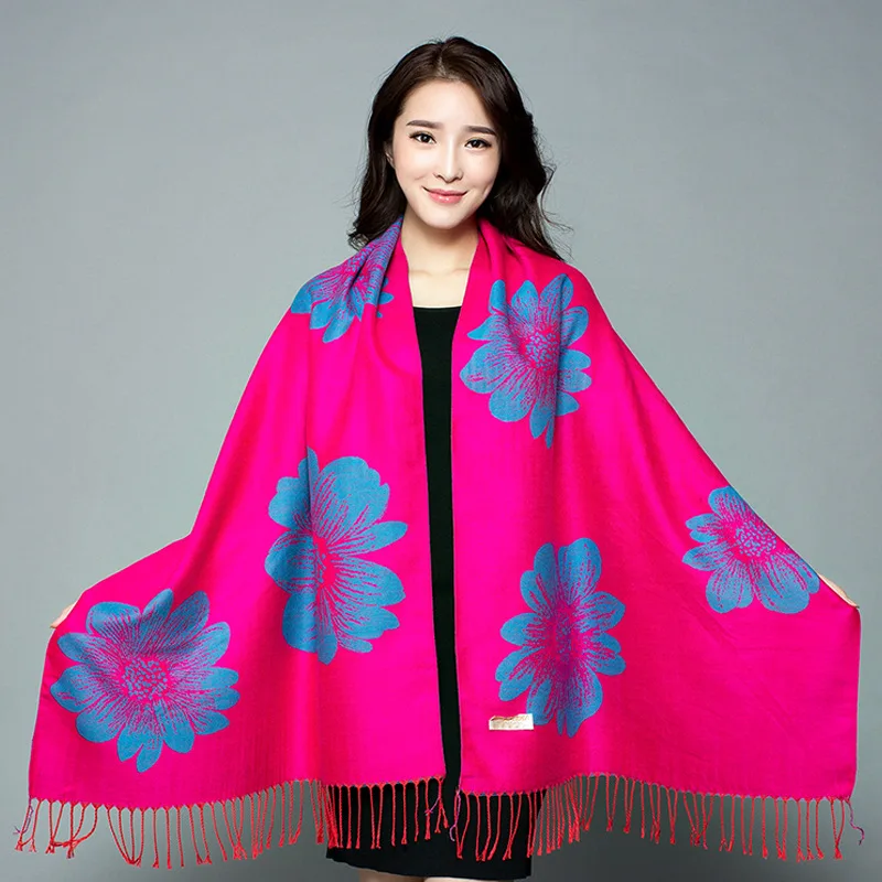 Sunflower imitation cashmere shawl scarf autumn and winter thick versatile coat draped with flowing Su Women Poncho 1