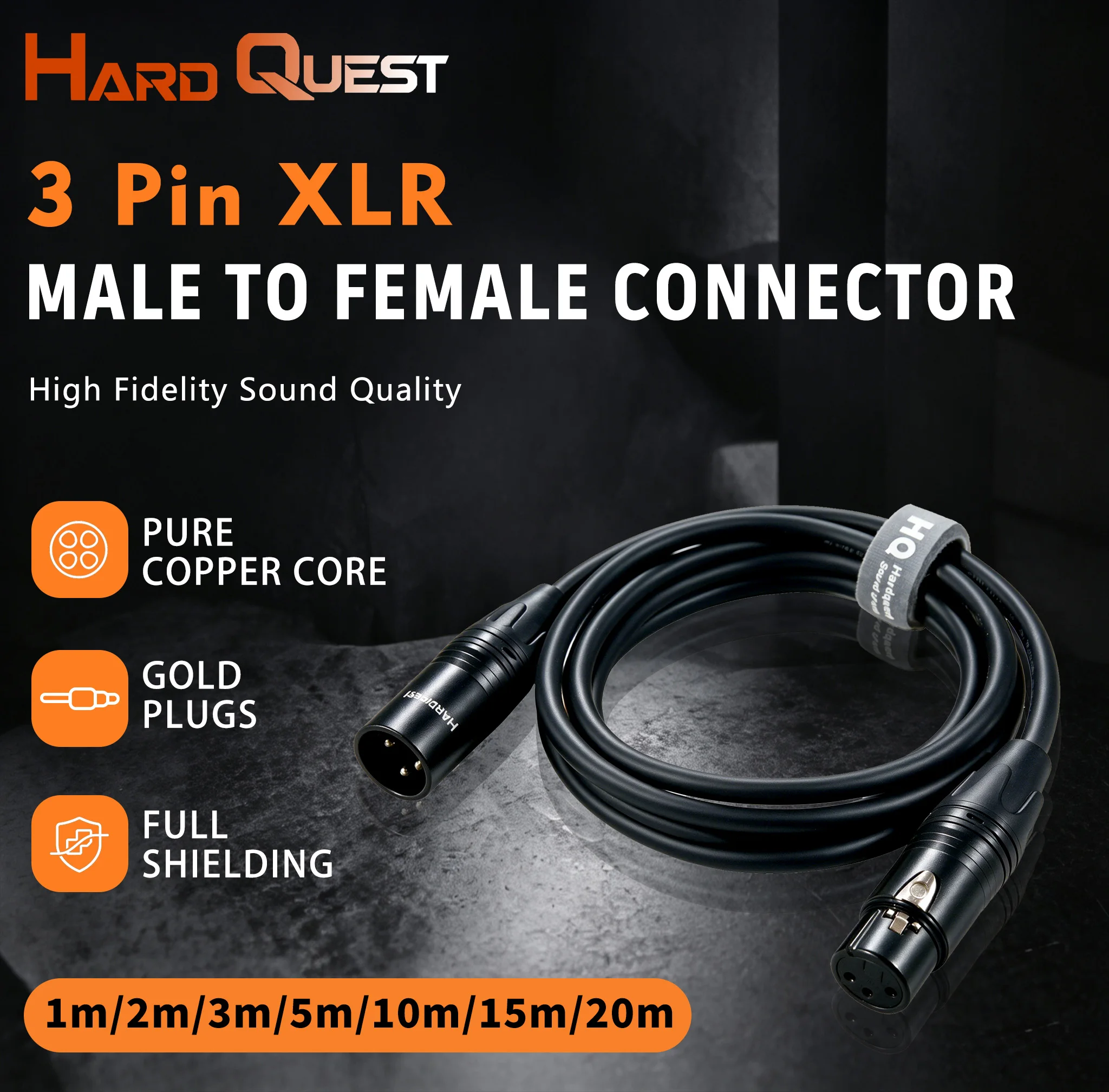 HQ-213 XLR Female to Dual 3‑Pin XLR Male Audio Cable For Microphone Mixer Amplifier Speaker DJ Professional Audio Equipment