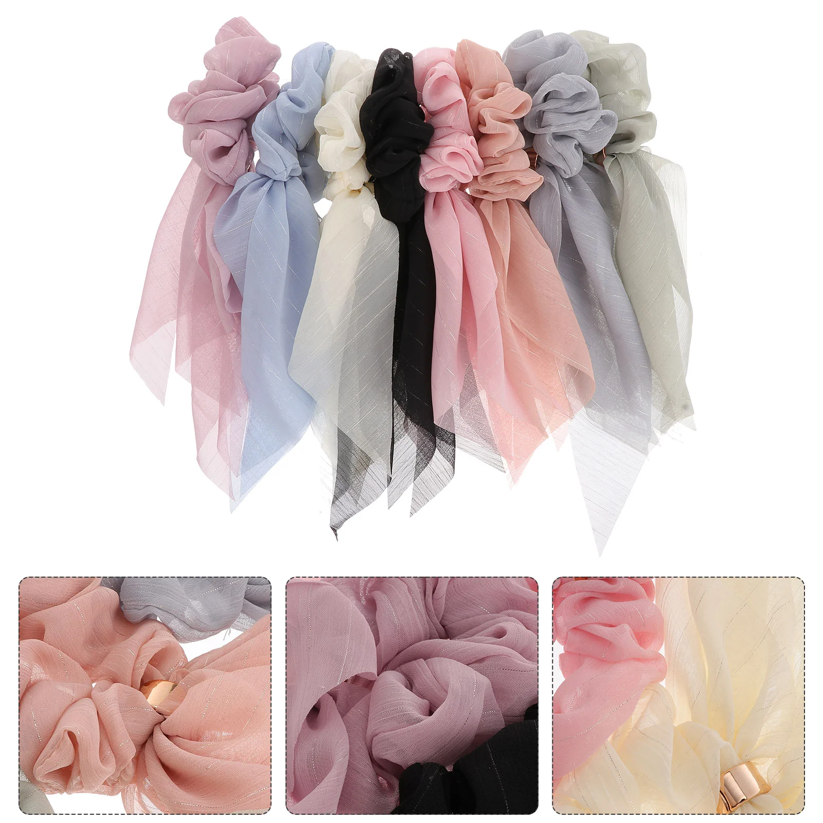 

8 Pcs Hair Rope Long Ring Ribbons Girl Tie Ties Ponytail Holder Christmas Tree Cloth