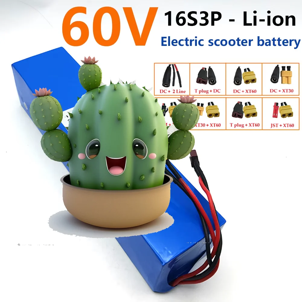 

Аккумуляторная батарея 16S3P 60V 10500mAh, литиевый аккумуляторный блок 18650 с BMS, высокомощный (700W-1500W)