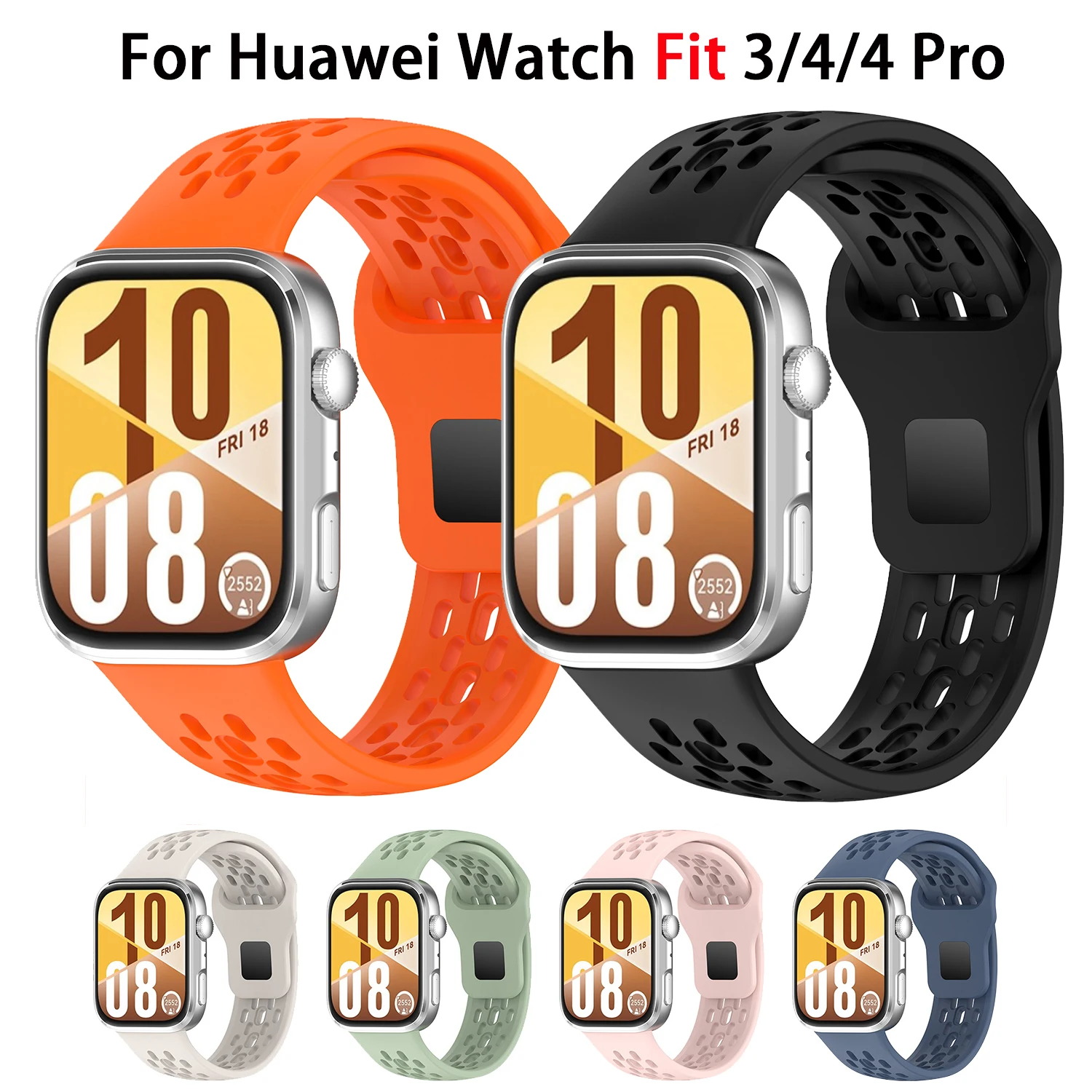 Atmungsaktives Silikonarmband für Huawei Watch Fit 4 Pro / Fit 3 Sportarmband Armband für Huawei Watch Fit 4 Bandzubehör