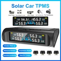 Monitor de temperatura USB/Solar TPMS con 4 sensores externos pantalla LCD Digital 0-6.8Bar T21 medidor de presión de neumáticos Monitor de neumáticos de coche