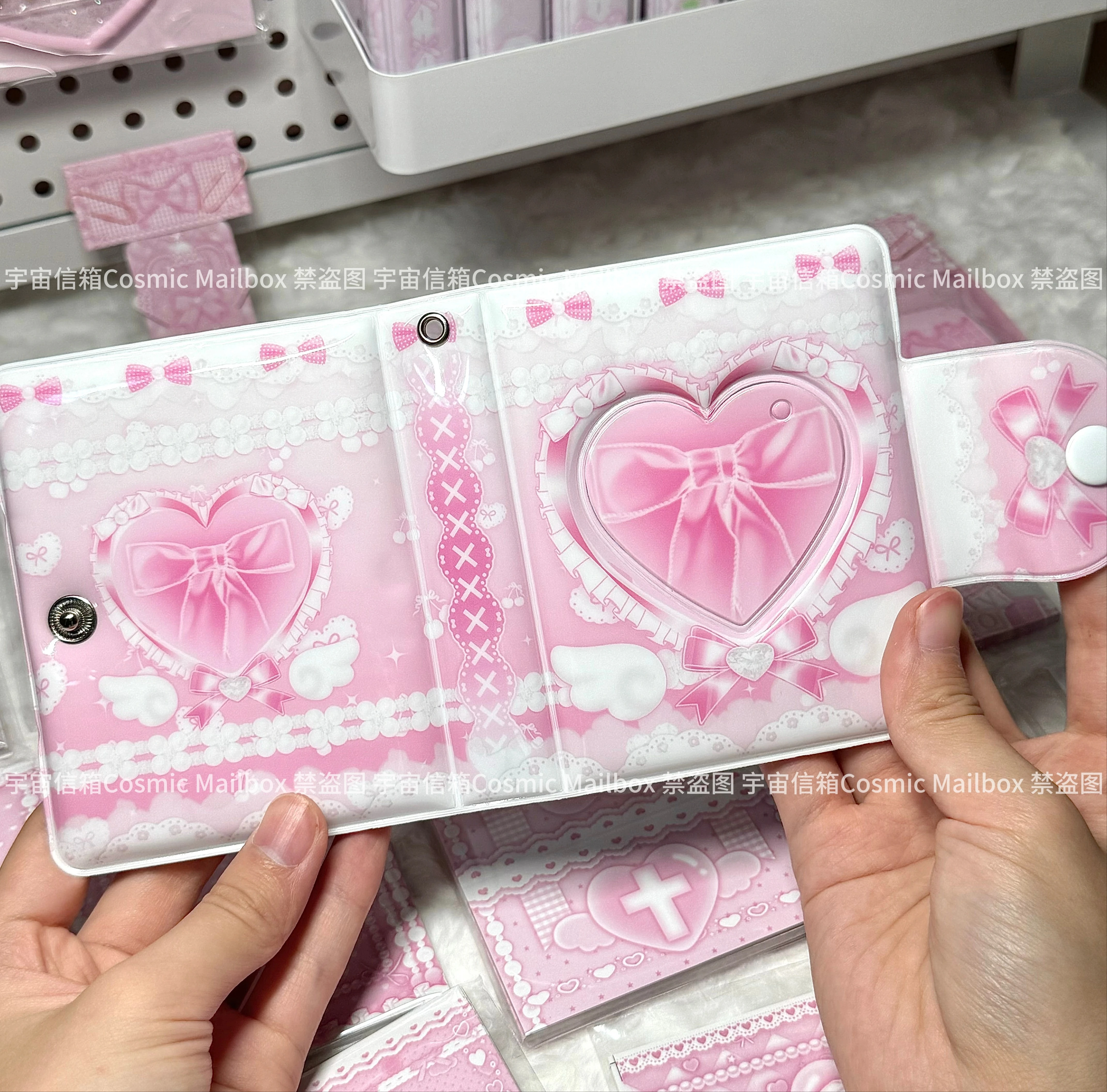 

Kawaii Heart Lace Bow Binder Kpop Photo Album 3 Inch Single Pocket Card Holder, Cute IDOL Photo Card Storage Book for Collectors
