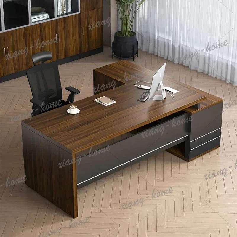Factory Direct Brown Storage Wide Computer Table Modern Luxury Wooden Reading Computer Desks Executive Writing Escritorios De Of