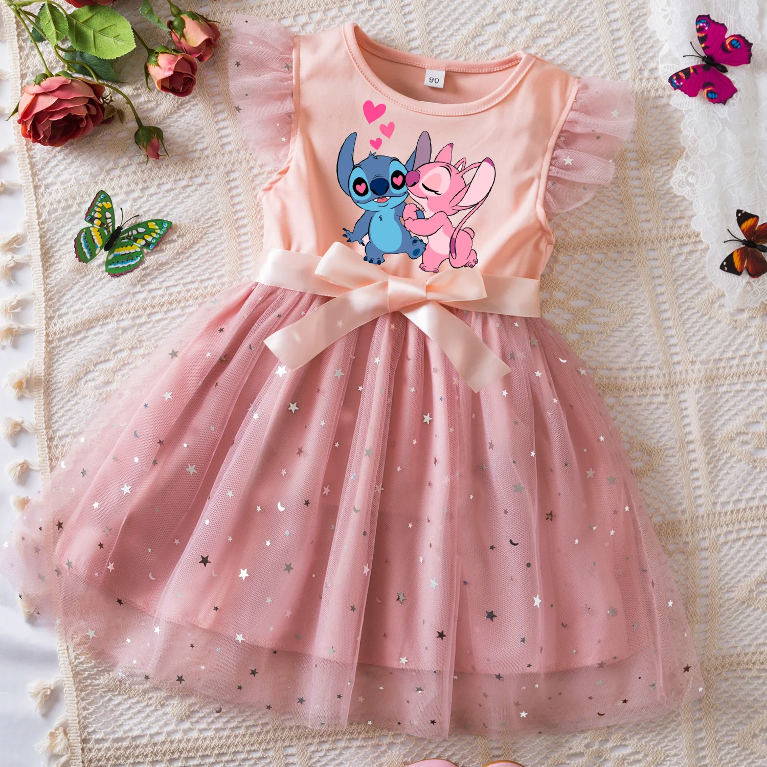 Lilo Stitch Summer Toddler Girl Dress Princess Star Baby Girls Clothes Tulle Tutu Dress for Children Party Dress 2-6Y