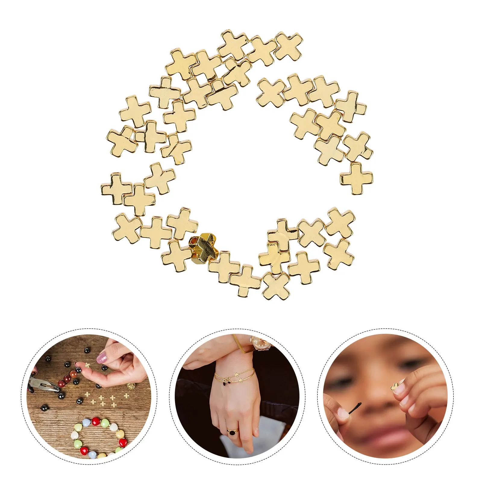 

40 Pcs Jewelry Accessories Beads for Necklace Making 18K Diy Bulk Cross Gold Charms