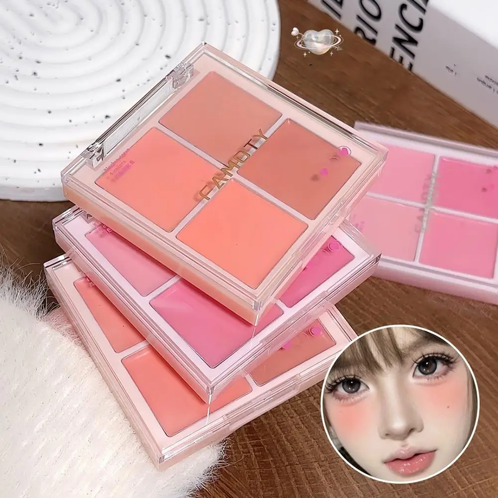 لوحة هايلايتر كريمية مكونة من 4 ألوان لتسليط الضوء على الوجه وأحمر الخدود اللامع المقاوم للماء أداة مكياج مستحضرات التجميل #2