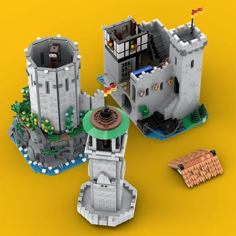 Briques de construction MOC modèle médiéval, phare discutant de la technologie du château de Kokor, nuits modulaires, cadeau de Noël, ensemble de jouets de bricolage