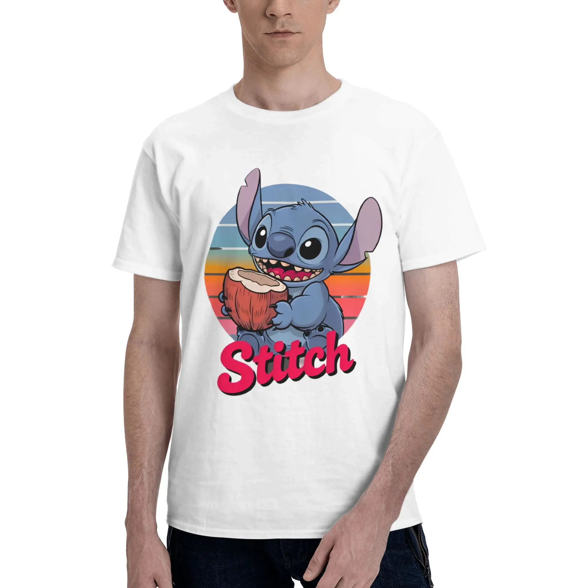 

Летняя футболка Lilo And Stitch Aloha для мужчин и женщин, футболка из 100% хлопка, одежда с короткими рукавами