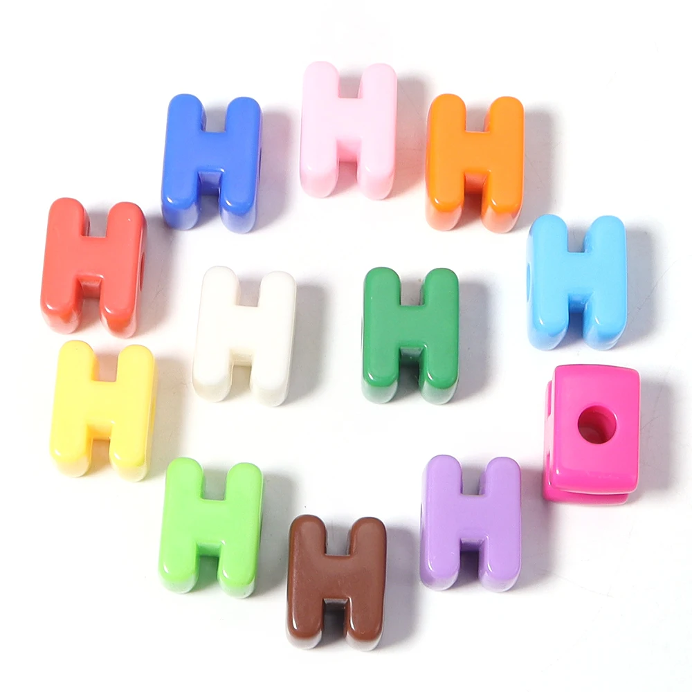10 Stück/Set farbige Acryl-Alphabetperlen A bis Z Buchstabenperlen mit großem Loch, lose Perlen für DIY Schmuckherstellung, Armband, Schlüsselanhänger, Zubehör – Detail 14