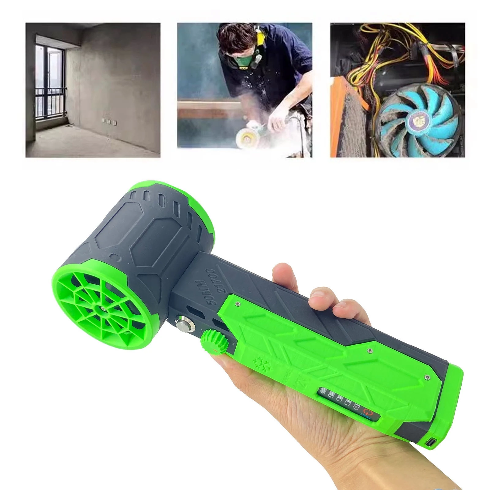 

Handheld Blower Fan Type C Charging Port 50MM Duct High Speed Bearing Electric Air Duster 12.6V 40A for Snow and Dust Removal