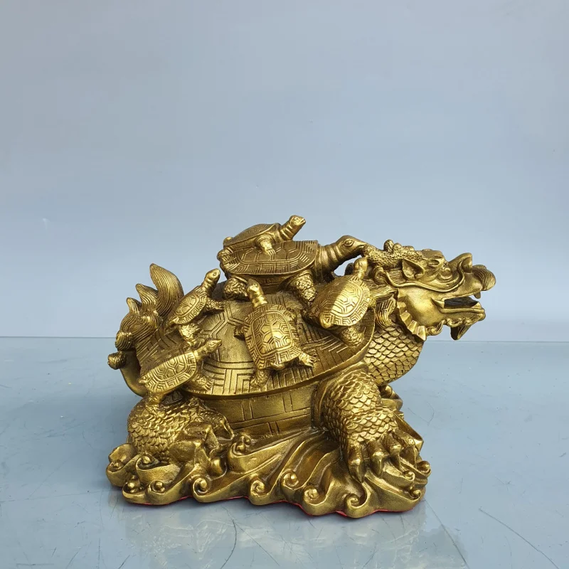 Brass Child And Mother Dragon Turtle Copper Nine To One Home Desktop Decoration Gifts & Crafts Wholesale
