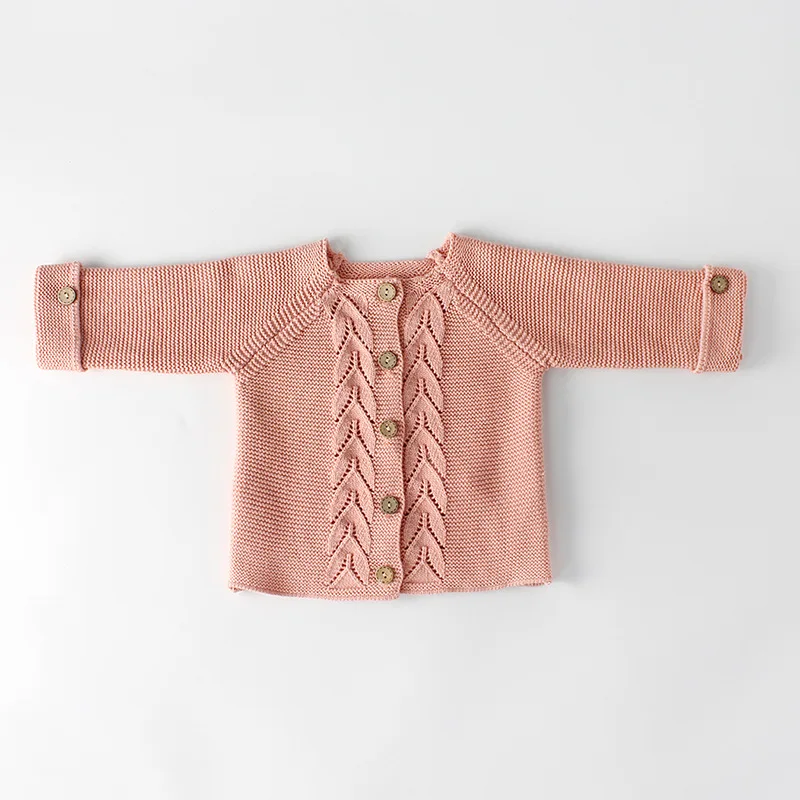 

Instagram Spring and Autumn Season New Baby Solid Color Versatile Cardigan for Men and Women Baby Versatile Leaf Knitted Long sl