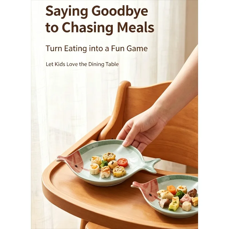 Cute Fish Shaped Ceramic Plate Irregular Cartoon Food Serving Tray Tableware for Daily Kid Dining