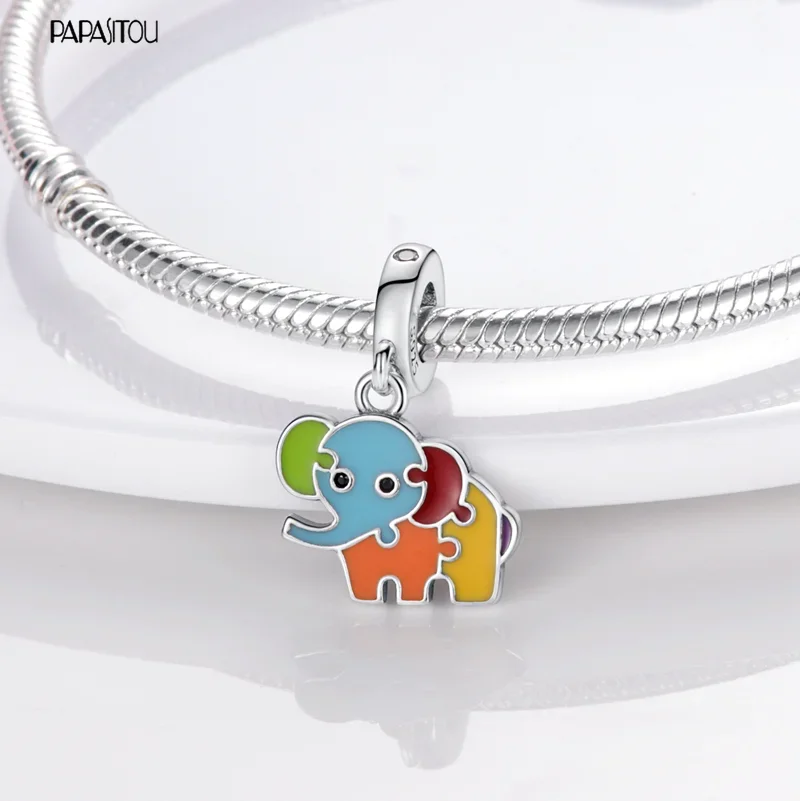 HOT 925 Sterling Silver Love Teacup Baby Elephant Charms Beads For Original pandora Wome Bracelet&Bangle Making Women Jewelry