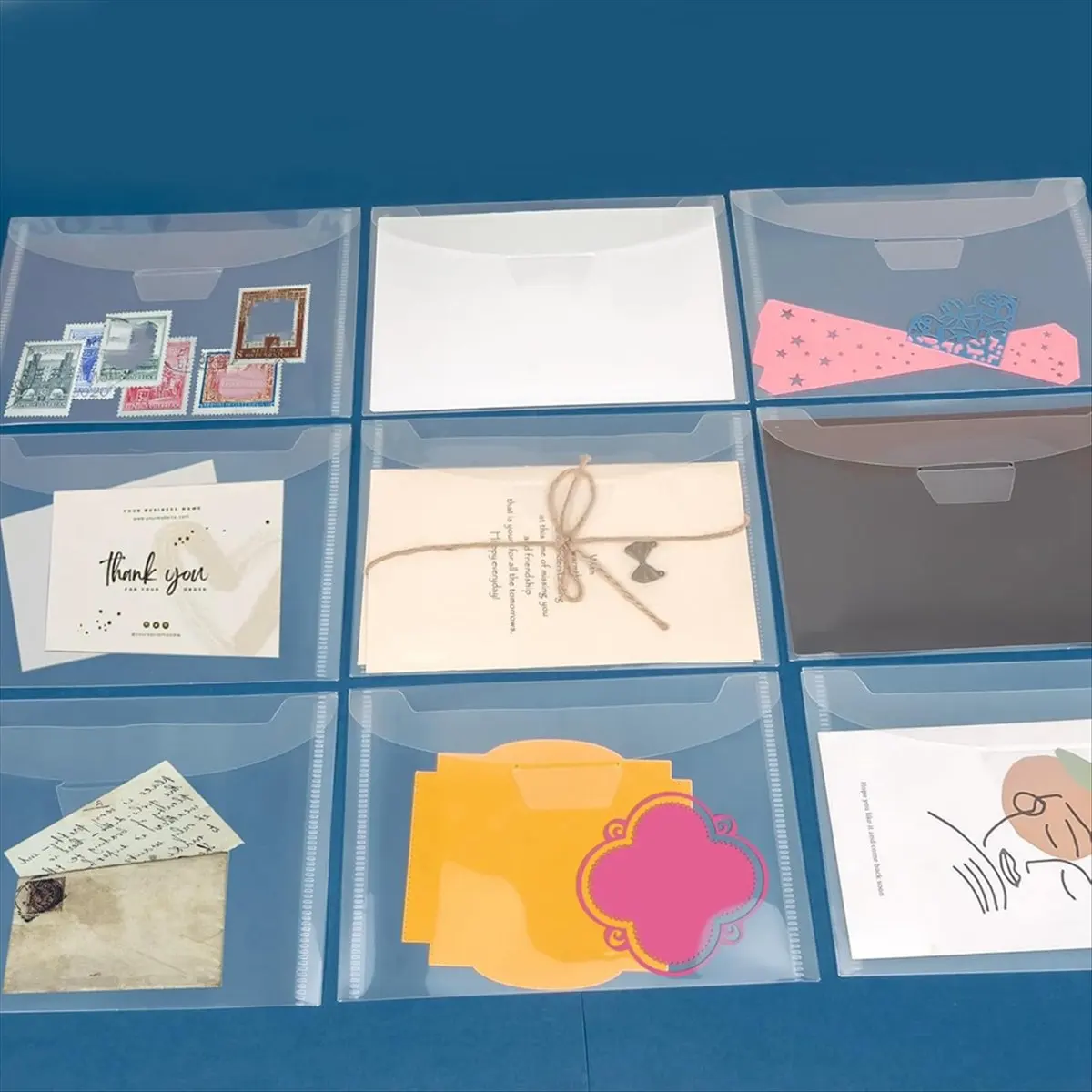 ABFW 60 Pcs Stamp and Die Storage Pockets Reusable Storage Cases Seal Bags Transparent Plastic Folders