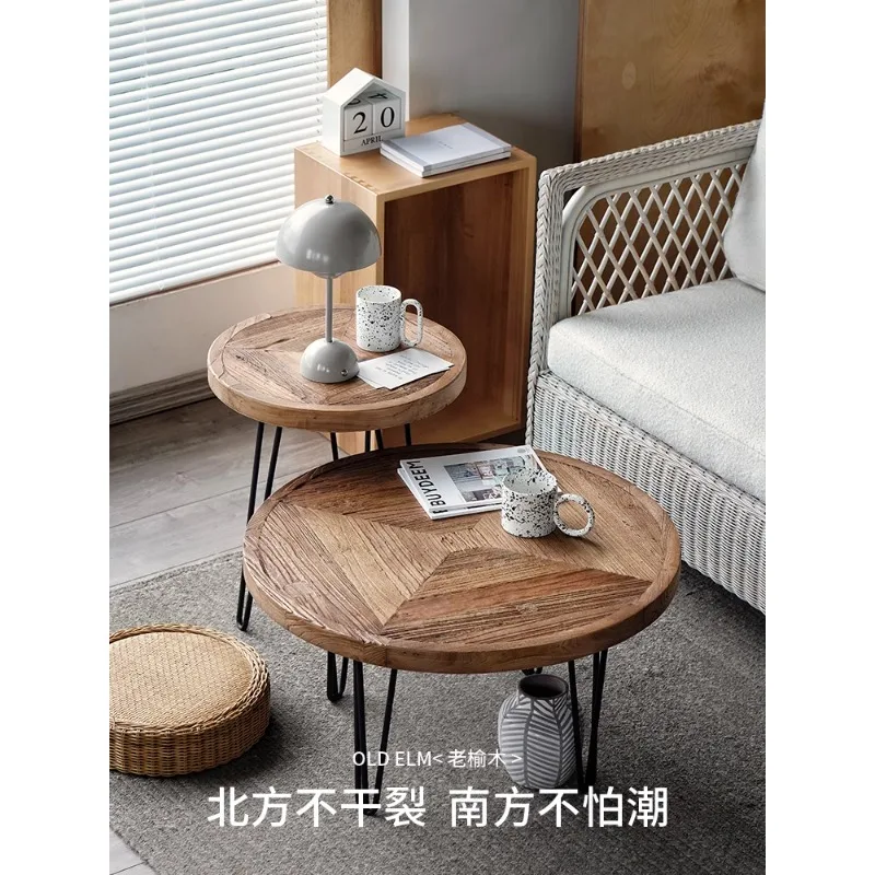 

Old elm tea table size combination coffee table living room household small apartment round table