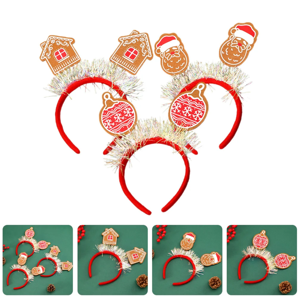

3Pcs Christmas Head Boppers Glittery Sequin Decorated Lightweight Comfortable for Xmas Party Photo Booth Winter Holiday Hair