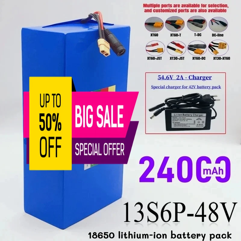 13S6P 48 فولت 24 أمبير 18650 بطارية ليثيوم 1000 واط عالية الأداء 54.6 فولت متكاملة 50 أمبير BMS لبطارية احتياطية لأداة الطاقة الخارجية #1