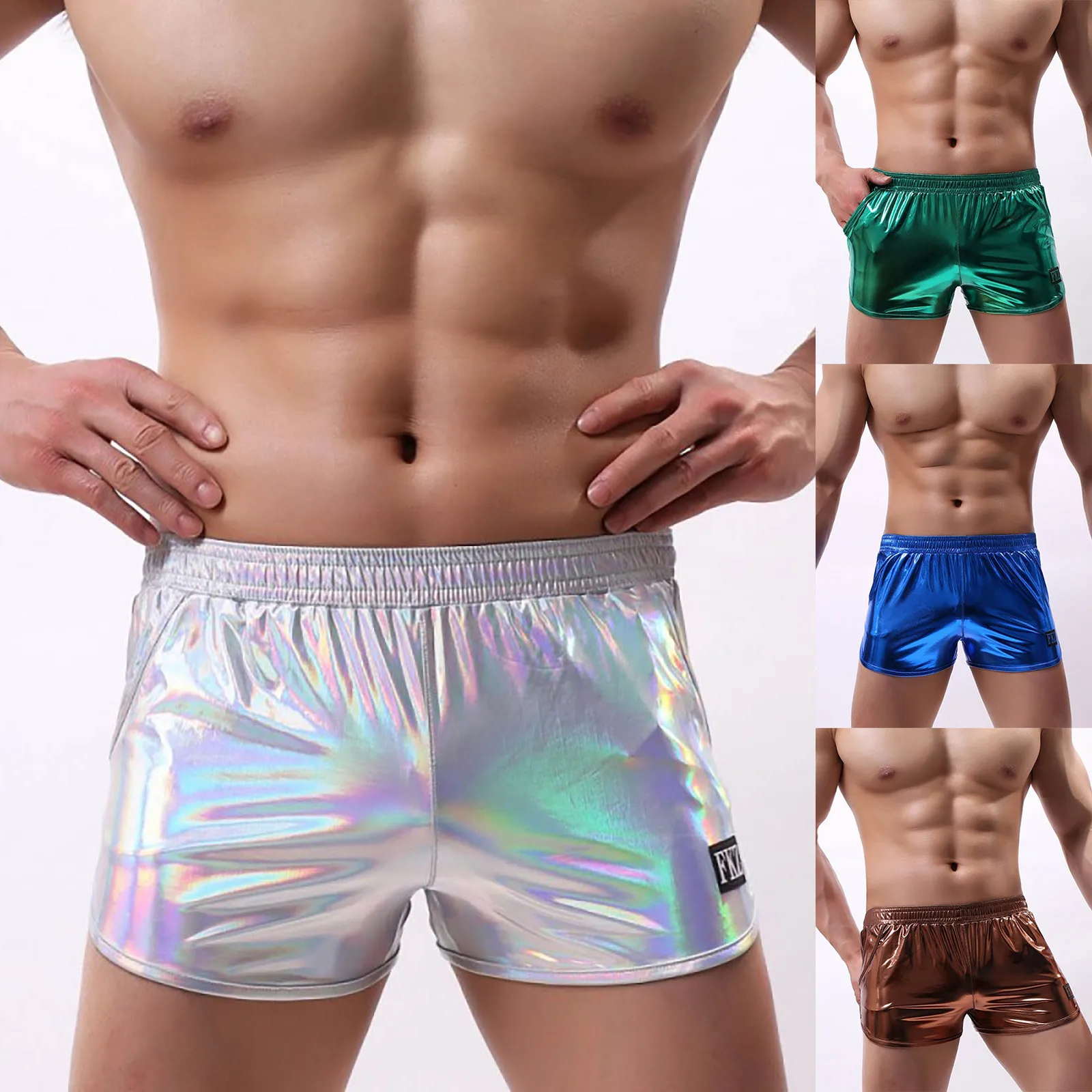 Mens Underwear Boxers Bright silver Boxer Shorts Men  Low Waist Male Boxershorts Underpants ropa interior sexi para hombre