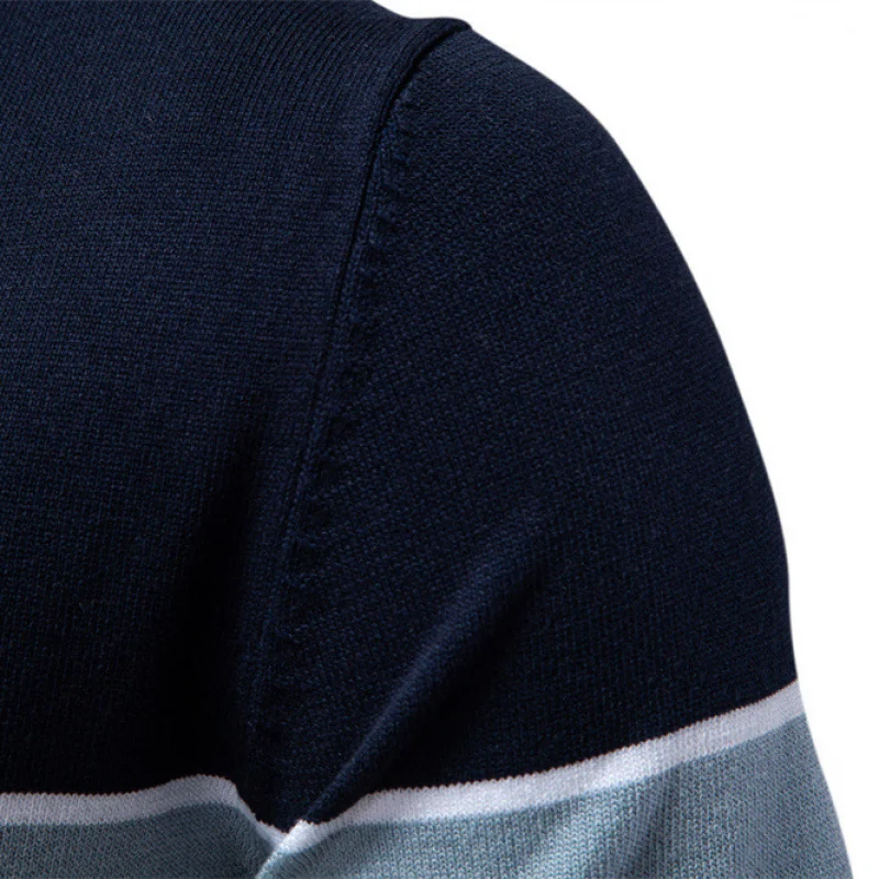 2025Summer new men's short-sleeved knitwearPOLOColor Block Turn-Down Collar Casual