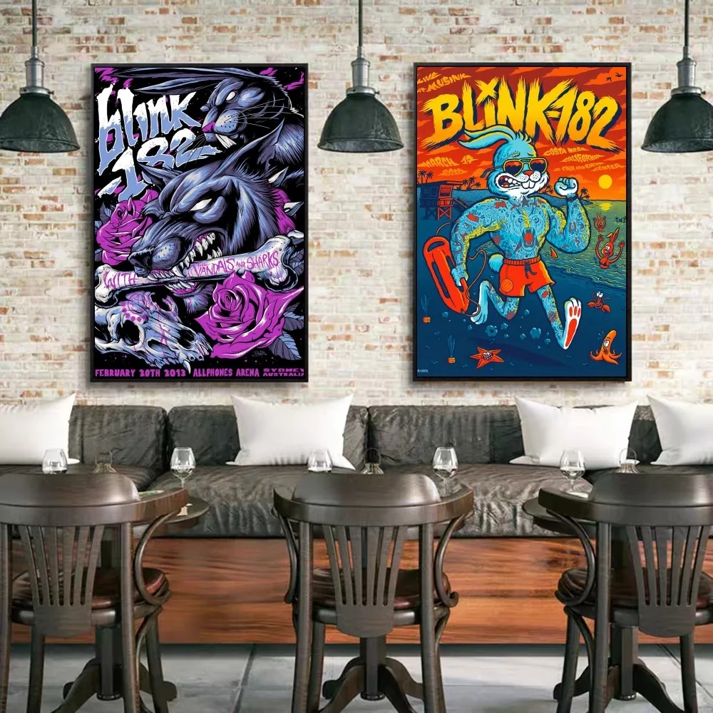 Blink 182 Rock Band Anime Posters Sticky Waterproof Paper Sticker Coffee House Bar Kawaii Room Decor