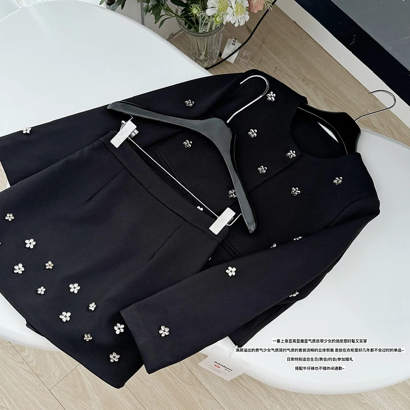 LUZHEN Trendy Flower Embroidery Design Long Sleeve Jacket Mini Skirt Women's Elegant Fashion Two-piece Sets 2024 Casual AA1181