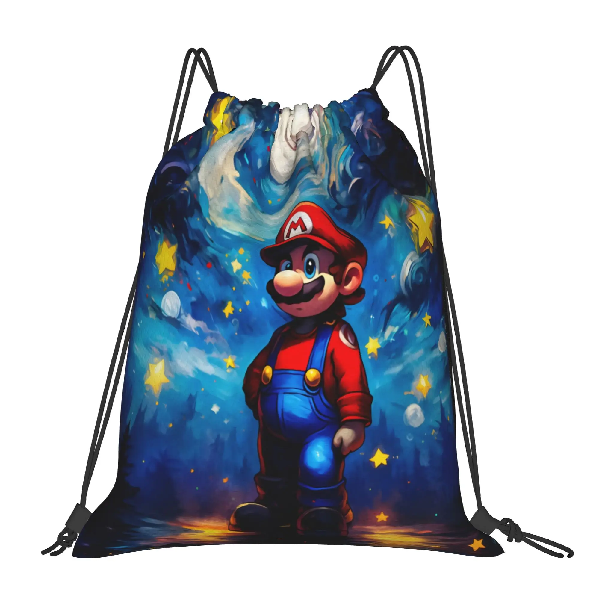 

Custom M-Marioes Video Game Friends Drawstring Backpack Bags Women Men Lightweight Gym Sports Sackpack Sacks for Training