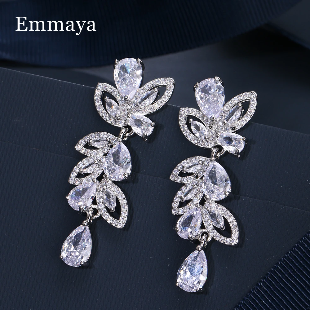 Emmaya Hot Sale AAA Zirconia Noble Earring Flower Shape Design For Women&Girls New Trendy Party Female Fascinating Jewelry