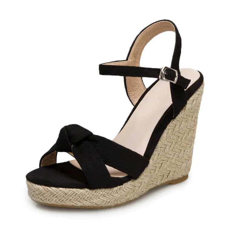 

Синие, красные, зеленые, черные женские повседневные туфли с открытым носком, большие размеры 44, 45, 46, на платформе, с пряжкой, на высоком каблуке, эспадрильи, сандалии